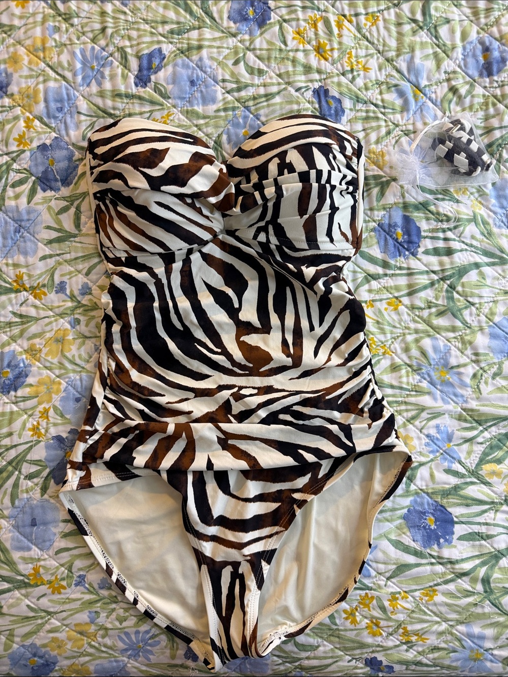 Anne Cole Zebra-Print One-Piece Swimsuit in Black, White & Brown